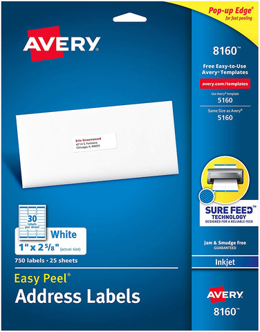 Adress labels Avery 8160