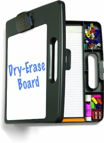 Officemate OIC Portable Clipboard Case with Dry-Erase Board and Solar Calculator