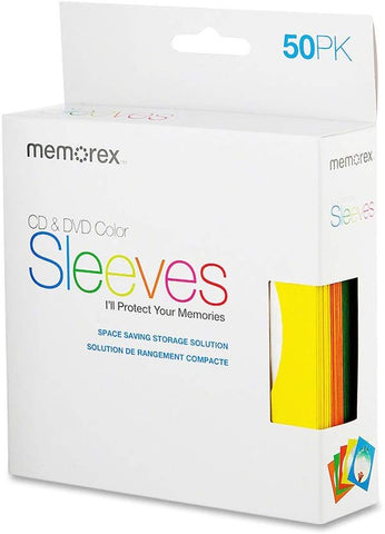 Memorex CD/DVD Sleeves, 50 Pack Colors