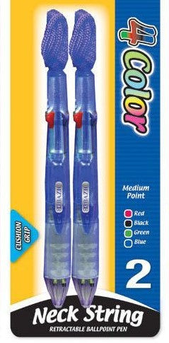 Bazic 4-Color Neck Pen with Cushion Grip