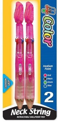 Bazic 4-Color Neck Pen with Cushion Grip