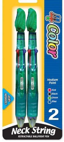 Bazic 4-Color Neck Pen with Cushion Grip