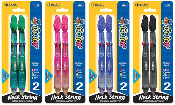 Bazic 4-Color Neck Pen with Cushion Grip