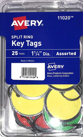 Avery 11020 1 1/4” Colored Split Ring Key Tags