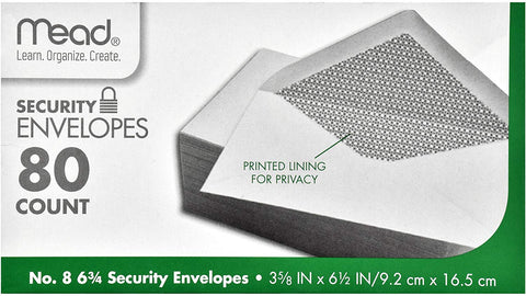 Mead Security Envelopes 80 ct