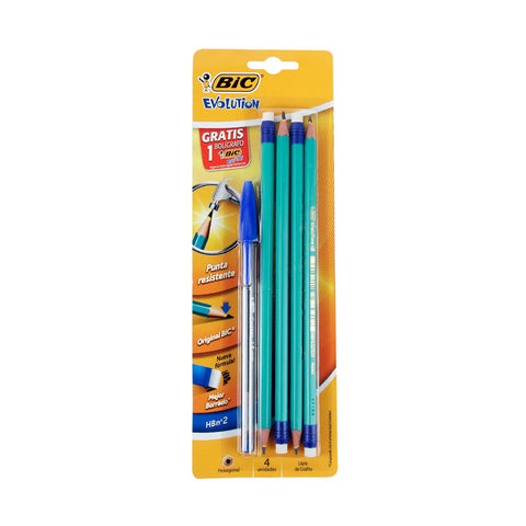 Bic Evolution Pencil Set, 4 Units + 1 Pen