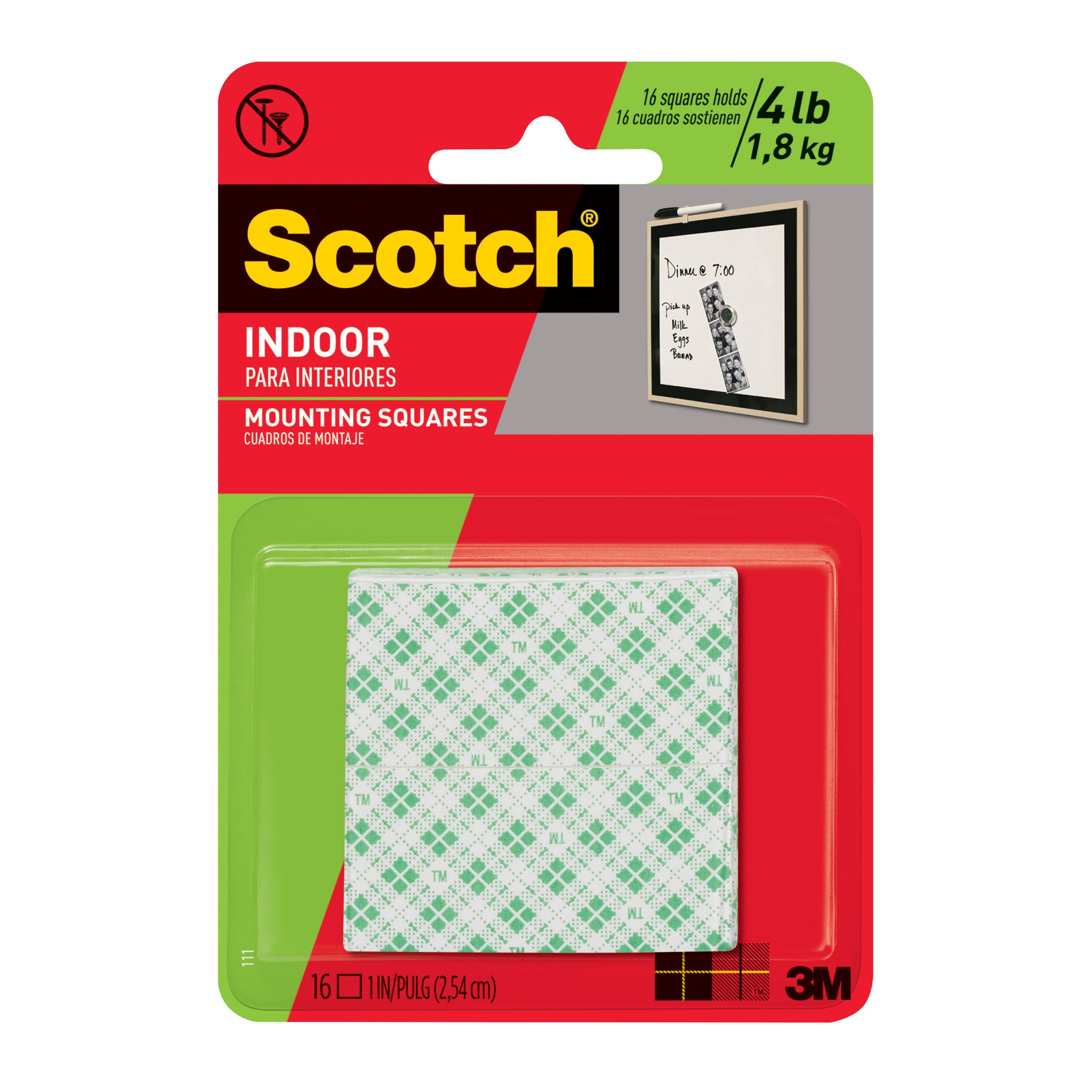 Scotch Mounting Squares, 1", 16/Pk