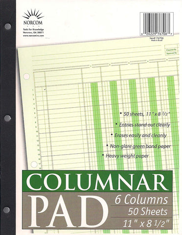 Columnar Pad NORCOM 8 1/2 * 11 (50 Sheets)