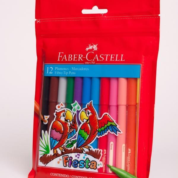 FABER CASTELL - 12 Fiber-Tip Colour Markers Sketch Pens Draw Paint