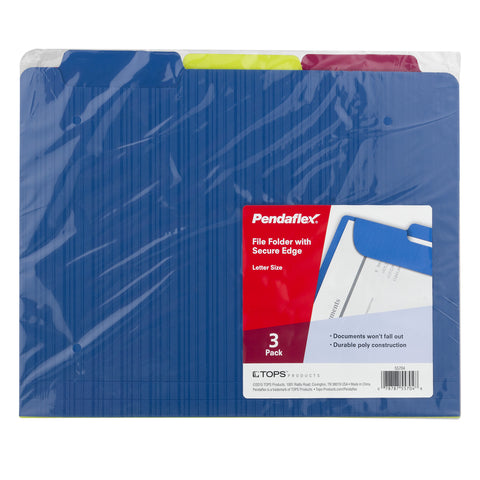 Pendaflex Letter Size File Folder With Secure Edge, 3./ PACK