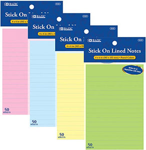 Stick On Lined Notes (50 sheets,4*6   / 102*152mm)