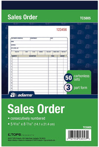 Sales Order Book ADAMS  (50 CARBONLESS SETS)